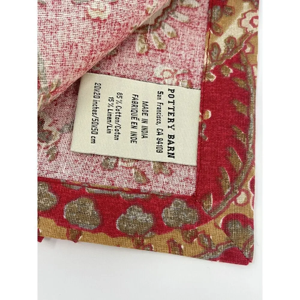 Pottery Barn Chalet Paisley Red Napkins NWOT Set Of 3